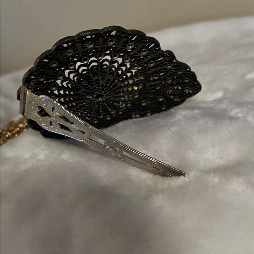 Vintage Elegant Blue Filigree Hair, Fur, dress Clip 1800’s-1920’s - Picture 3 of 8